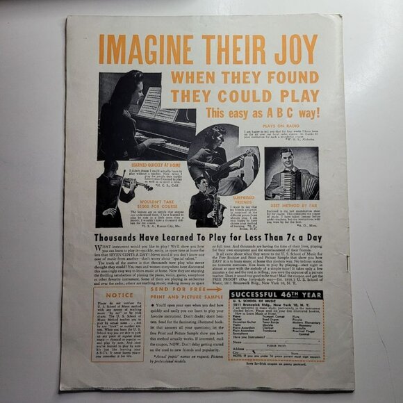 Hit Parader Publication Song Magazine November 1945 Movie Soundtrack Music Stars - Picture 5 of 11